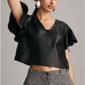 Anthropologie: Maeve Ruffle Sleeve Crop Top